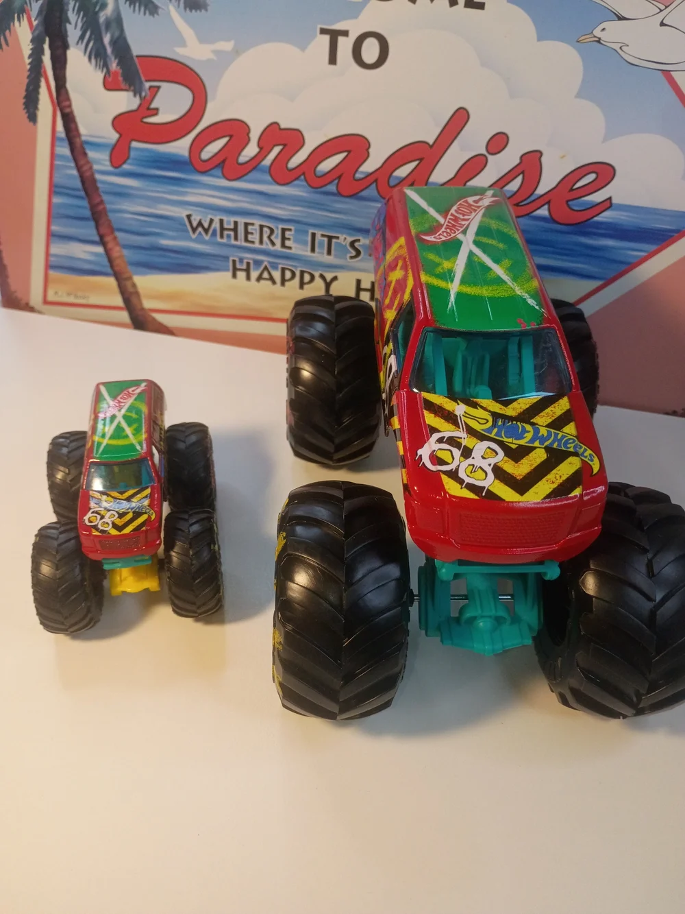 Lot Of 2 Hot Wheels Monster Trucks Demolition Graffiti #68 1/24 &1/64